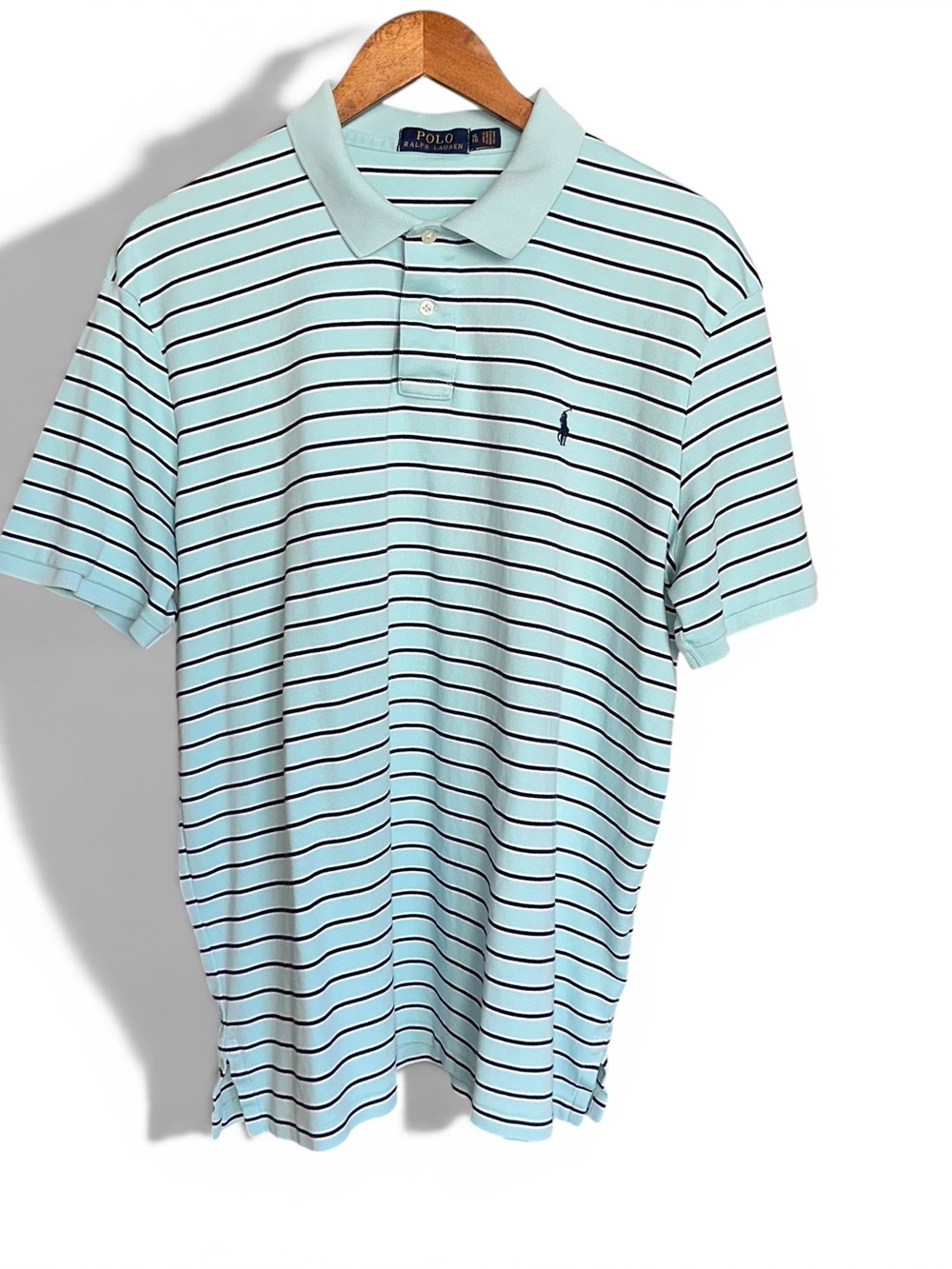 Ralph Lauren Mint Green Polo with Navy Stripes